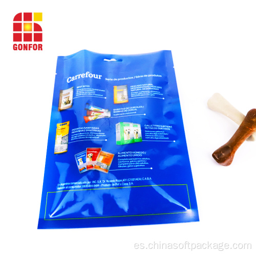 Bolsa de comida para perros sellada de tres lados con agujeros